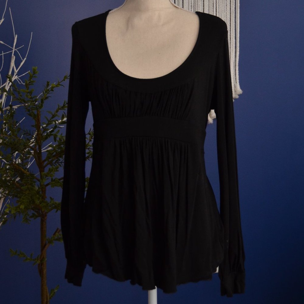 Black BCBG Boho Peasant M Top